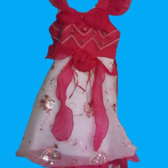 White  Pink Flower Girl Wedding Party Dress Girls Size 2 NWT - Picture 1 of 3